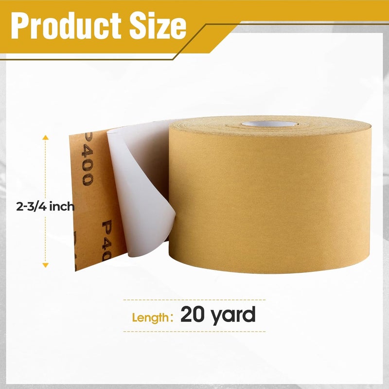 Shawya Longboard Sandpaper 400-Grit 2-3/4in x 20 Yards PSA Sandpaper Roll Self Adhesive Stickyback Aluminum Oxide Sand Paper Rolls Longboard Sand Paper Sanding Sheet - Image 2